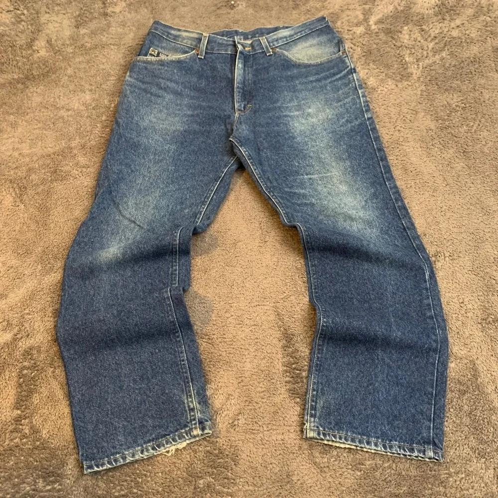 Vintage 90s Lee Riders Mens Straight Leg Jeans Medium Wash Blue Denim 35x30